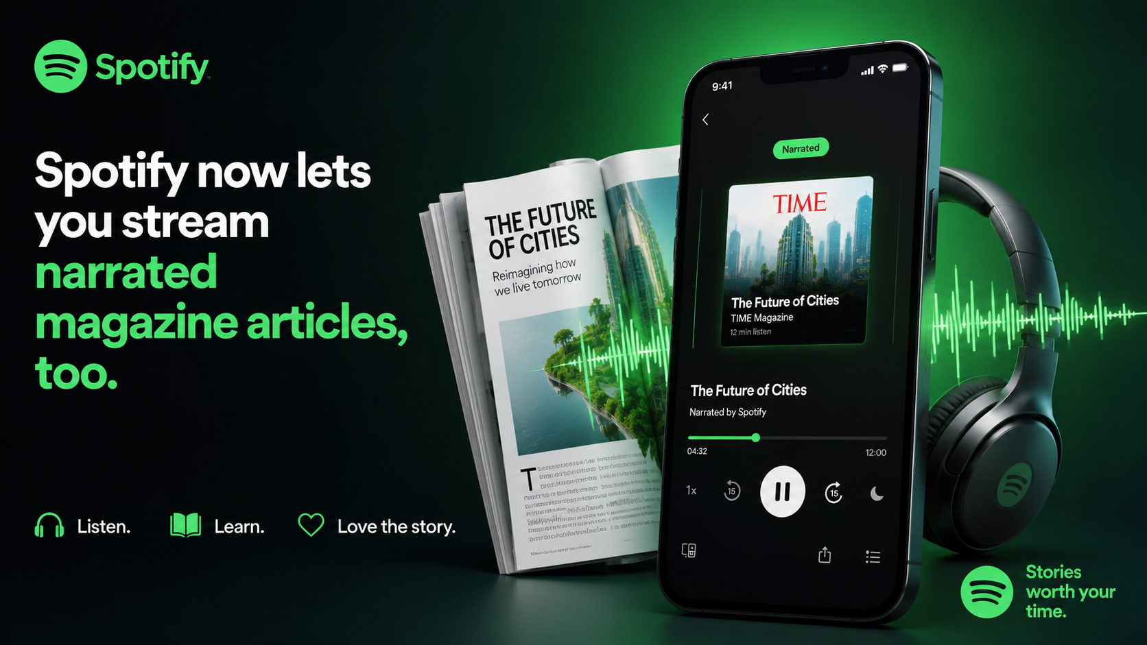 Spotify Adds Narrated Magazine Articles to Streaming Platform