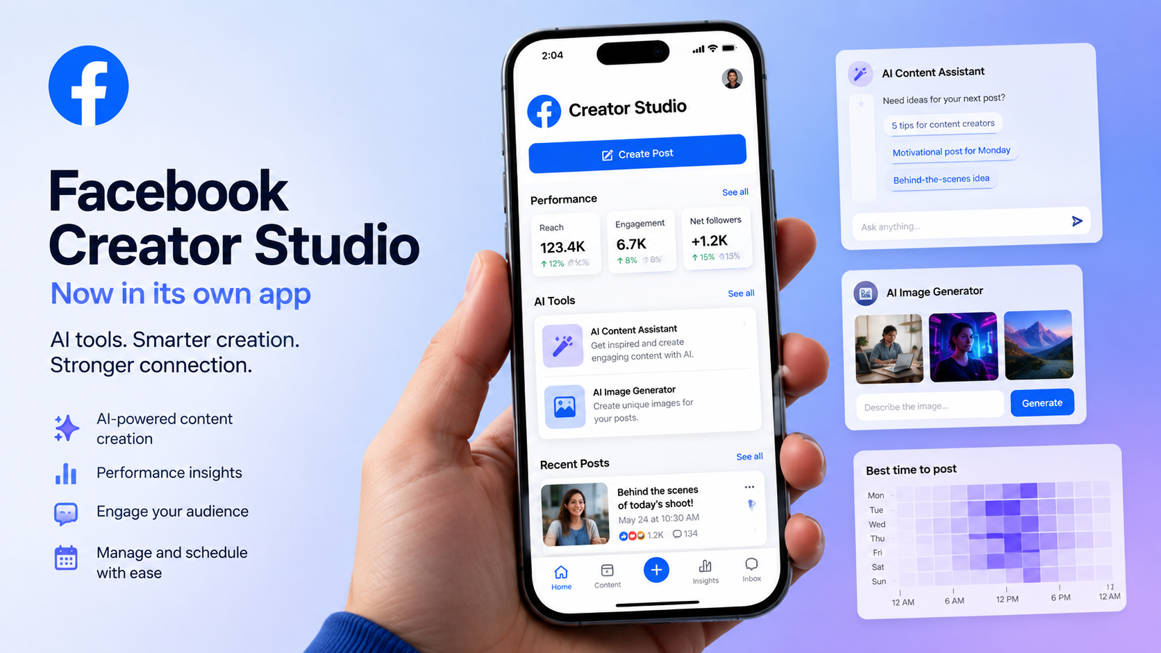 Facebook Launches Standalone Creator Studio App with AI Tools